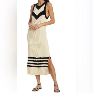 Elegant Black and Cream Midi Dress